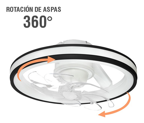 Jwj Ventilador De Techo Led 3 Tonos De Luz 6 Velocidades 47 Cm 50 Hz / 60 Hz Negro Negro Plástico 6