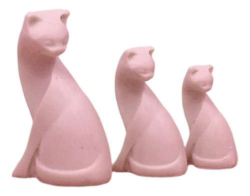 2 Figura De Gato En Miniatura Hecha A Mano Para Casa De Rosa