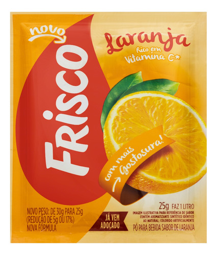 Suco de laranja  Frisco em pó sem glúten 25 g 