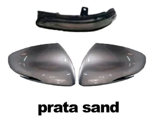 Imagem 2 de 4 de Kit Capa Retrovisor Com Pisca Prata Sand Tragial Hb20 +2020