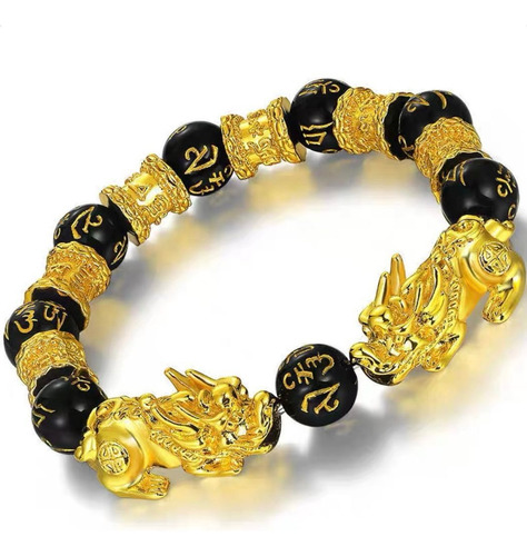 Pulsera Pixiu  Feng Shui Obsidiana Negr Riqueza Suerte 