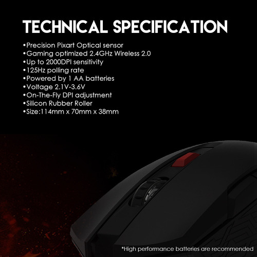 Mouse Gamer 6 Botones Inalambrico Ergonomico Fantech Wg10