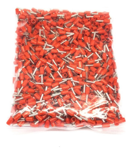 1000 Pcs Terminal Tubular Ilhós Simples Vermelho 1mm