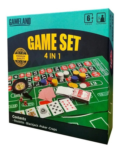 Juego De Mesa Casino Game Set 4 En 1 +6 Años Gameland Bg0071