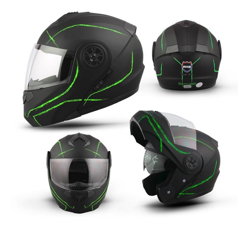 Casco Deportivo Abatible Gafa Interna Motocicleta Turbo