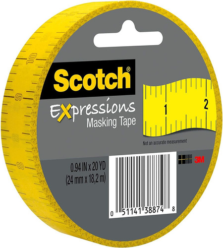 Scotch Expressions Masking Tape.94 In X 20 Yd, Ruler, 6 Roll