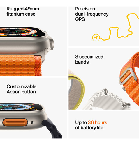 Funda Titanio Apple Watch Ultra Gps Cellular Talla Única Ren Color De La Caja Diseño De La Malla Color De La Malla Color Del Bisel