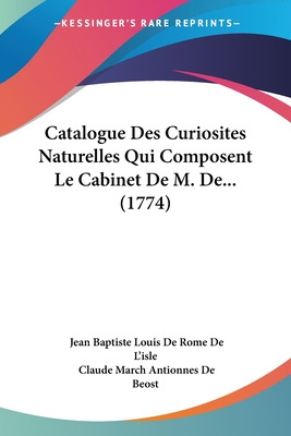 Libro Catalogue Des Curiosites Naturelles Qui Composent L...