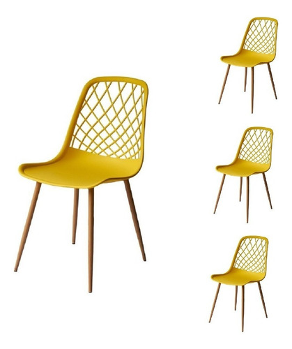 Set 4 Sillas Modernas Estilo Tulum Amarillo Stolmx