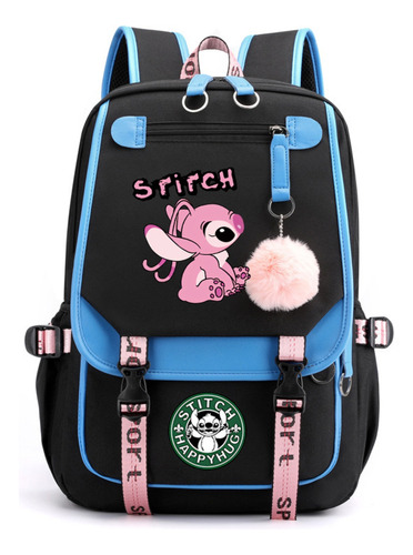 Mochila Escolar Recargable Usb New Star Baby Stitch