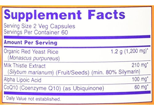 Now Foods 600mg Red Yeast Rice & 30mg Coq10, 120 Caps (paque