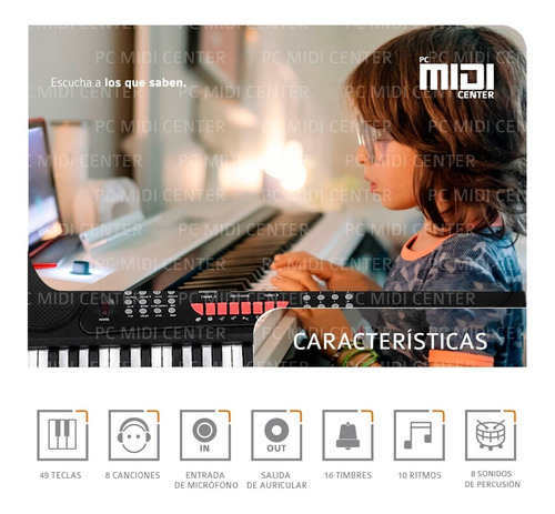 Imagen 5 de 10 de Teclado Musical 49 Teclas 4 Octavas Meike Mk4100 + Fuente