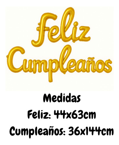 Globos Cursiva Feriz Cumpleaños Frase Sku790 Dorado