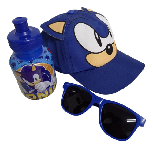 Sonic Infantil Garrafinha Agua + Oculos De Sol