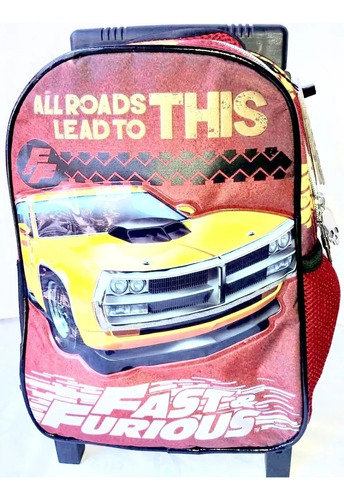 Mochila Rapido Y Furioso 12 Pulgadas Con Carro Rf016 Color Rojo