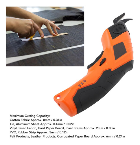 Tijeras Eléctricas Recargables Para Tela Cartón Plástico 100 Naranja Y Negro