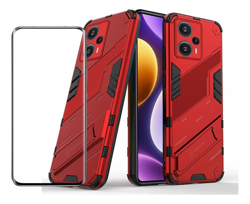 Funda Para Xiaomi Poco F5 Punk Amor Tener Vidrio Membrana Color Rojo