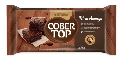 Chocolate Fracionado Cobertop Meio Amargo 1,010kg Em Barra