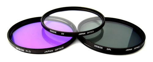 Kit Filtros Para Lentes Zeikos 77mm Japan  Uv + Cpl + Fl-d