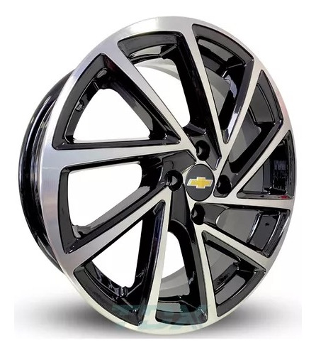 Rodas Gm Celta Prisma R-seven Aro 17x6 4x100 (jogo) + Bicos Cor Preto Com Diamantado