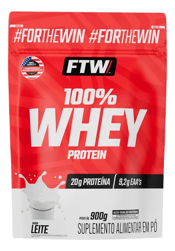 Whey Protein 100% Concentrado Refil 900g Sabor Leite - FTW