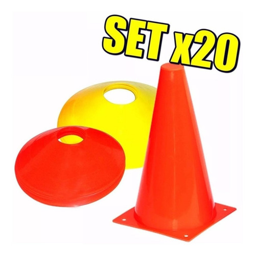Set 20 Conos Pvc Tortuga Entrenamiento Deporte Fútbol El Rey