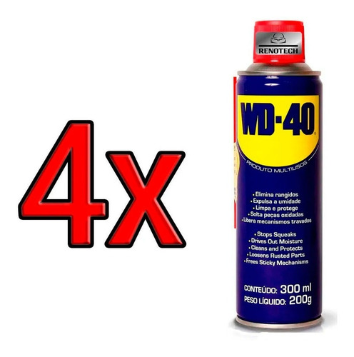 Desengripante Lubrificante Multiuso Spray Wd-40 300ml 4x