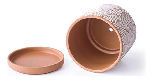 D'vine Dev Set De 2 Macetas De Terracota, Maceta Con Patrón