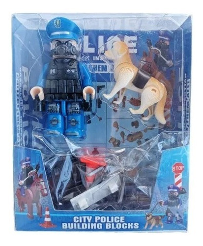 Muñeco Figura Policía Con Mascota Perro Caballo Desarmable 