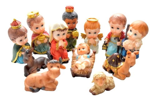 Bello Nacimiento Navideño Con 12 Figuras Decoración Navideña