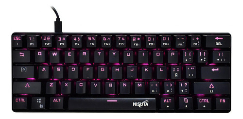 Teclado Gamer Mecánico Nisuta Rgb Negro Outemu Purple Pc Ps4