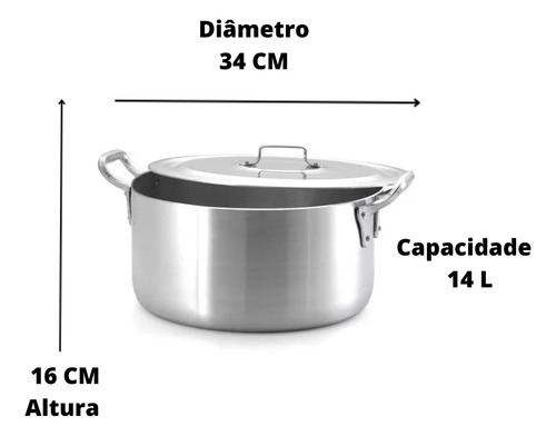 Caçarola Alumínio Real Linha Hotel N°34 - 14 Litros