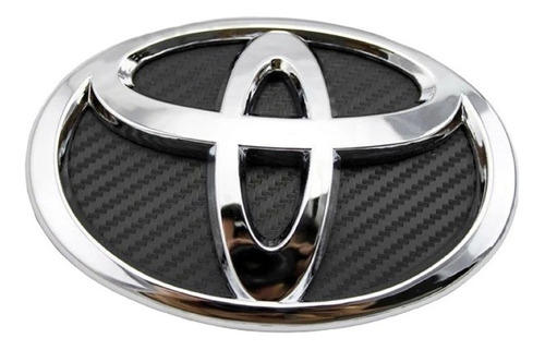 Emblema Cromado Toyota Adhesivo 13x9 Cm Fondo De Carbono