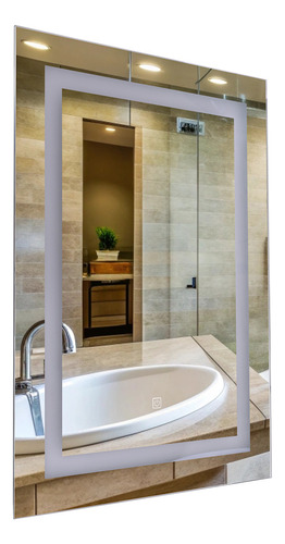 Espejo Espejos Con Luz Led Decorativos Touch Grandes Baño De Pared Tocador Vintage 50 X 70 Cm Rectangular Asimetrico Sin Marco 016
