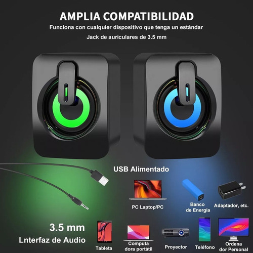 Bocinas Para Pc Computadora Escritorio Altavoz Rgb Subwoofer