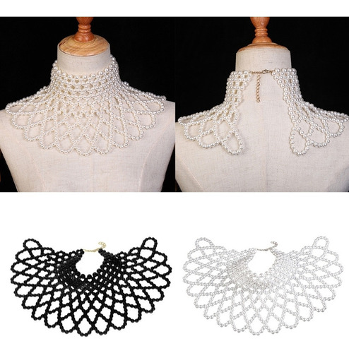 (w) Collares Tipo Chal De Perlas, Cadena Corporal, Cuello Co