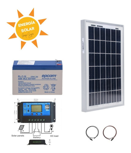 Kit Panel Solar 12v  Fuente Energia Respaldo Solar Bateria G