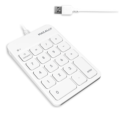 Teclado Cableado Numerico Macally Wired Usb White