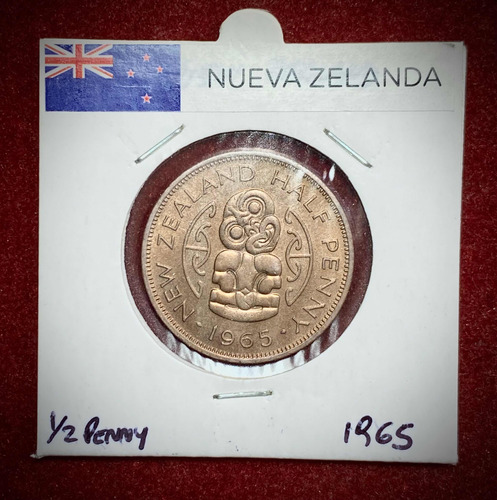 Moneda 1/2 Penique Nueva Zelanda 1965 Km 23.2 Elizabeth 2 (Usado)