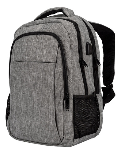 Mochila Impermeable Gadnic Puerto Usb Notebook Acolchonado Color Gris