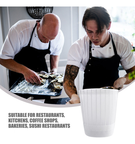 Gorro De Chef Para Servir Comida, 5 Unidades, Desechables Pa