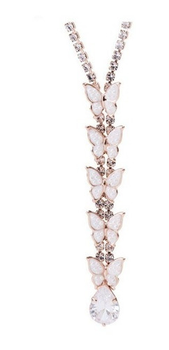 Collar Joyería Mujer Cristal Austriaco Dije Mariposas Perlas