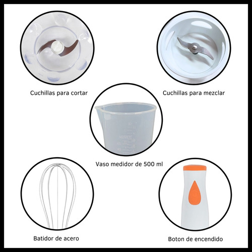 Mixer Minipimer Licuadora De Mano 800w Color Blanco