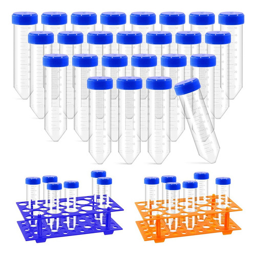 27 Tubos De Ensayo De Plástico De 50 Ml Con Rejilla Para Tub