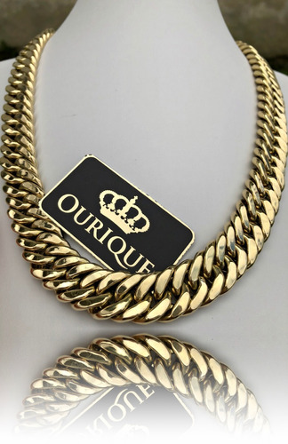 Corrente Masculina Grossa Ouro 18k 750 Grumet Duplo Promoção