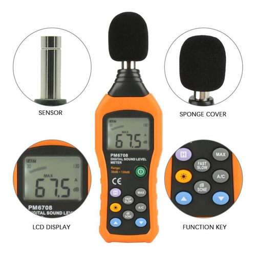 Medidor De Nível Sonoro, Testador Pm6708 30-130db