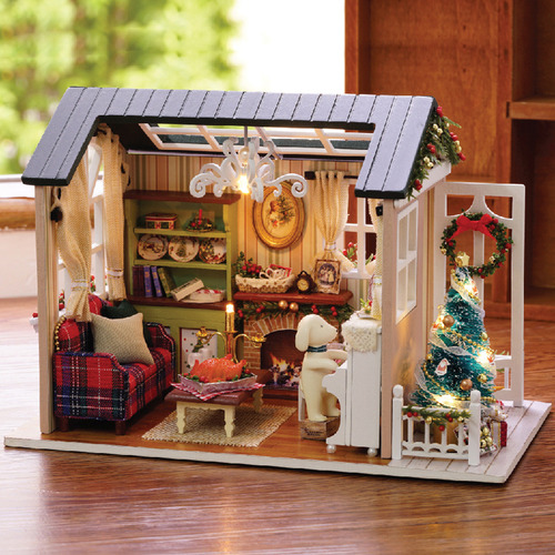 Kit De Casa De Muñecas Diy: Modelo De Casa En Miniatura Auto