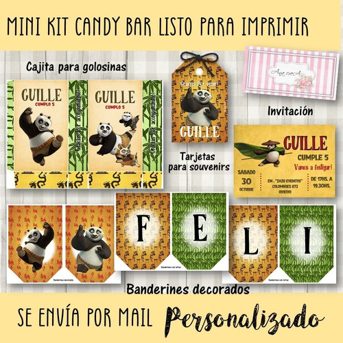 Candy Bar Mini Kit Imprimible Kung Fu Panda Mod.1 Cumpleaños