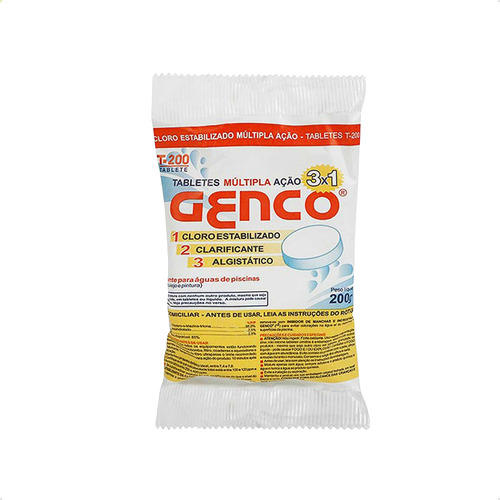 Kit 15 Pedras De Cloro Genco 3 Em 1 Para Piscinas 200g Cada