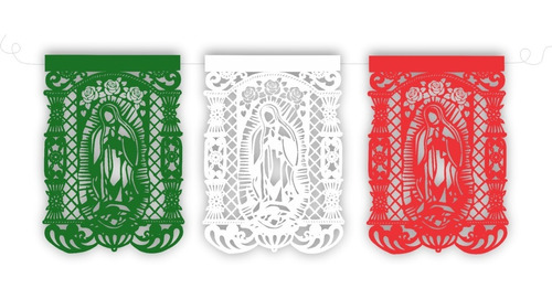 Papel Picado Tira Retablo Virgen De Guadalupe Tricolor 30 Pz